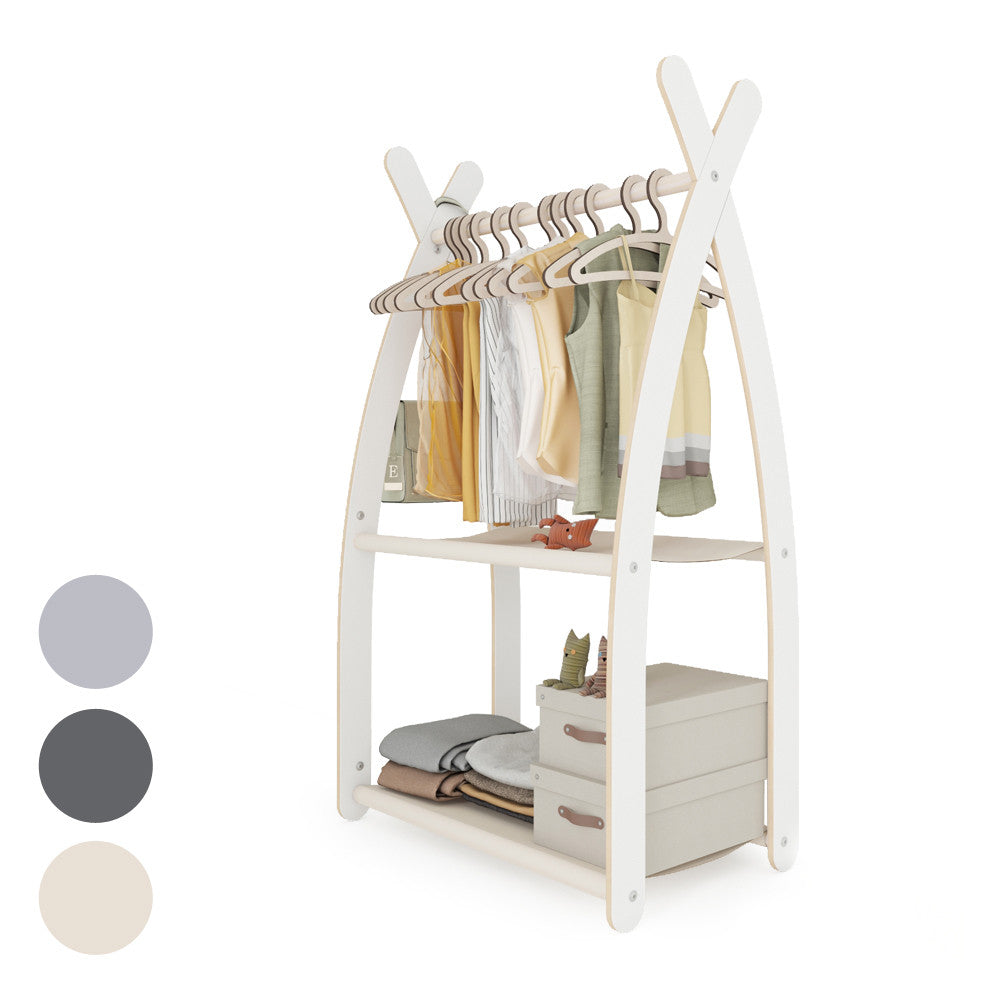 MAMOI® Armadio per Bambini in Legno 95x106x32cm / 53x95x32cm | Appendiabiti bambini da terra | Porta abiti | Guarderoba bambini per la cameretta | Armadio montessori | 100% ECO | Prodotto nell'UE