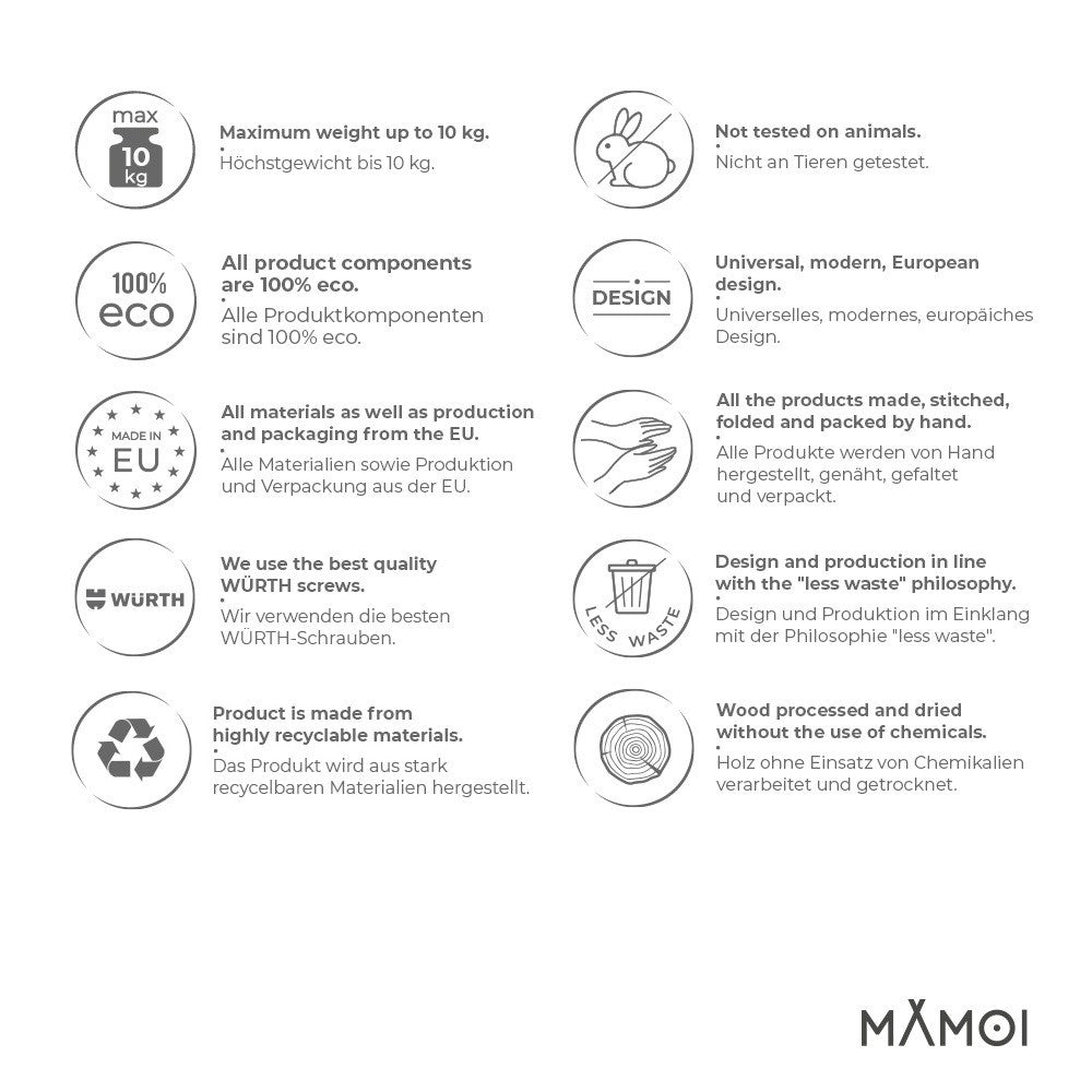 MAMOI® Wieszak na ubrania dla dzieci | Szafa na ubrania dla dzieci wykonany z naturalnego drewna | Garderoba dziecięca do przechowywania ubrań nowoczesny design | Akcesoria dla dzieci | 100% ECO | Wyprodukowano w UE