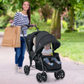 NNECW Folding Double Baby Stroller with Tandem Seating &amp; Canopy for Toddlers-Black